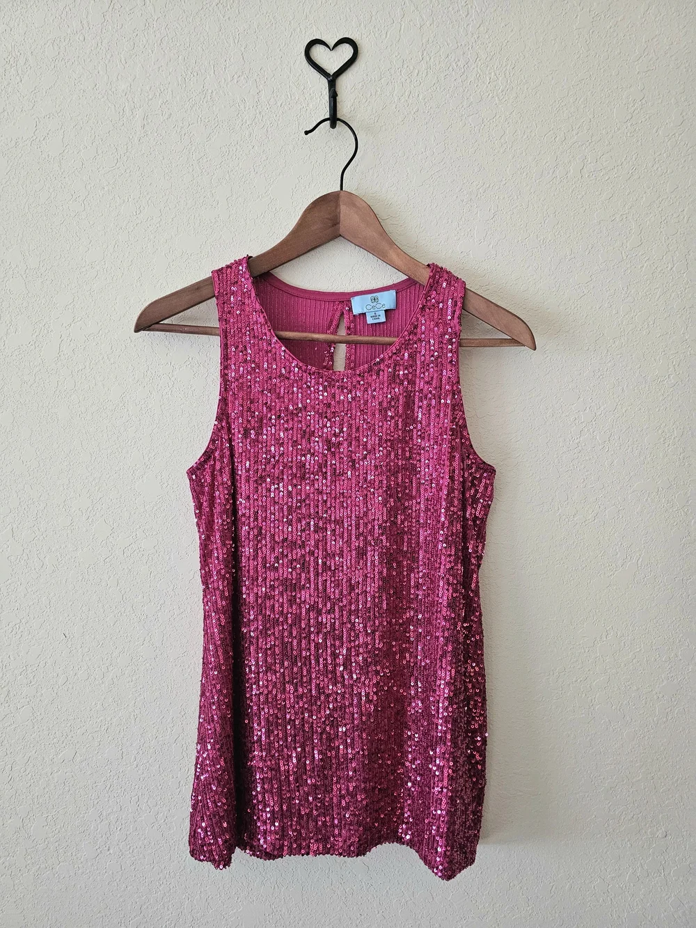 CeCe S Pink Sequin Tank Top EUC